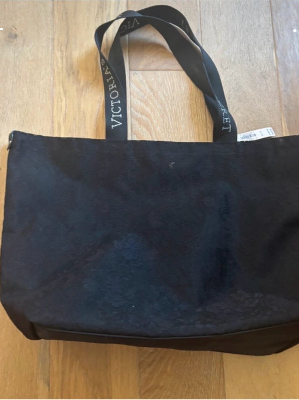 Victoria's Secret Black Tote Bag lace print